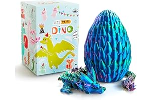 LEWELLRY 15" 3D Printed Dragon Egg,Christmas Birthday Toys, Stocking Stuffers Gift, Articulated Crystal Cool Fidget Dragon for Girls Boys Kids Ages 3,4, 5, 6,7, 8,9,10,11,12 Years Old