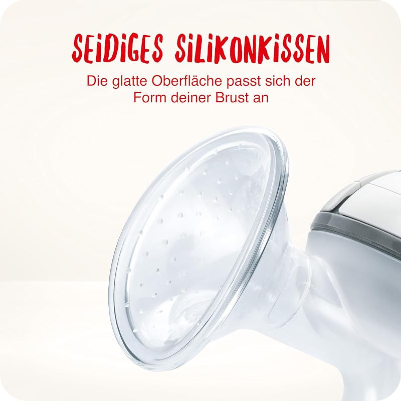 Handmilchpumpe | Weiches Silikonkissen | Ergonomischer Pumphebel | Mit Perfect Match Babyflasche | 150 ml