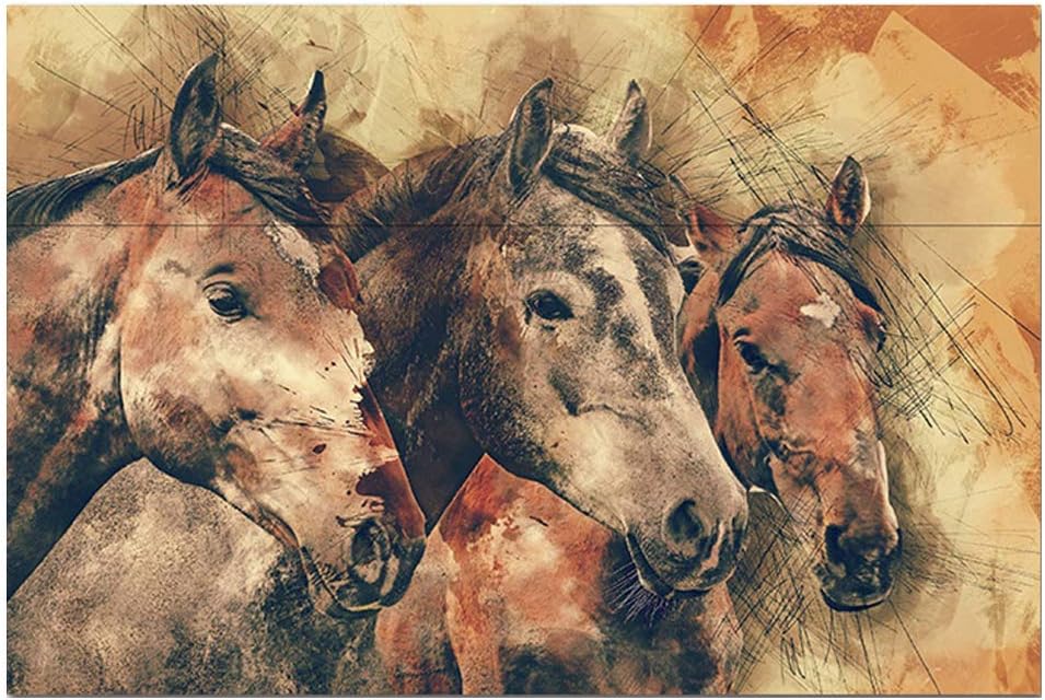 Horse Portrait Painting Horse Canvas Art for Wall Decor Painting for Living Room Decoration Framed and Ready to Hang (Whisper, 40X28in)