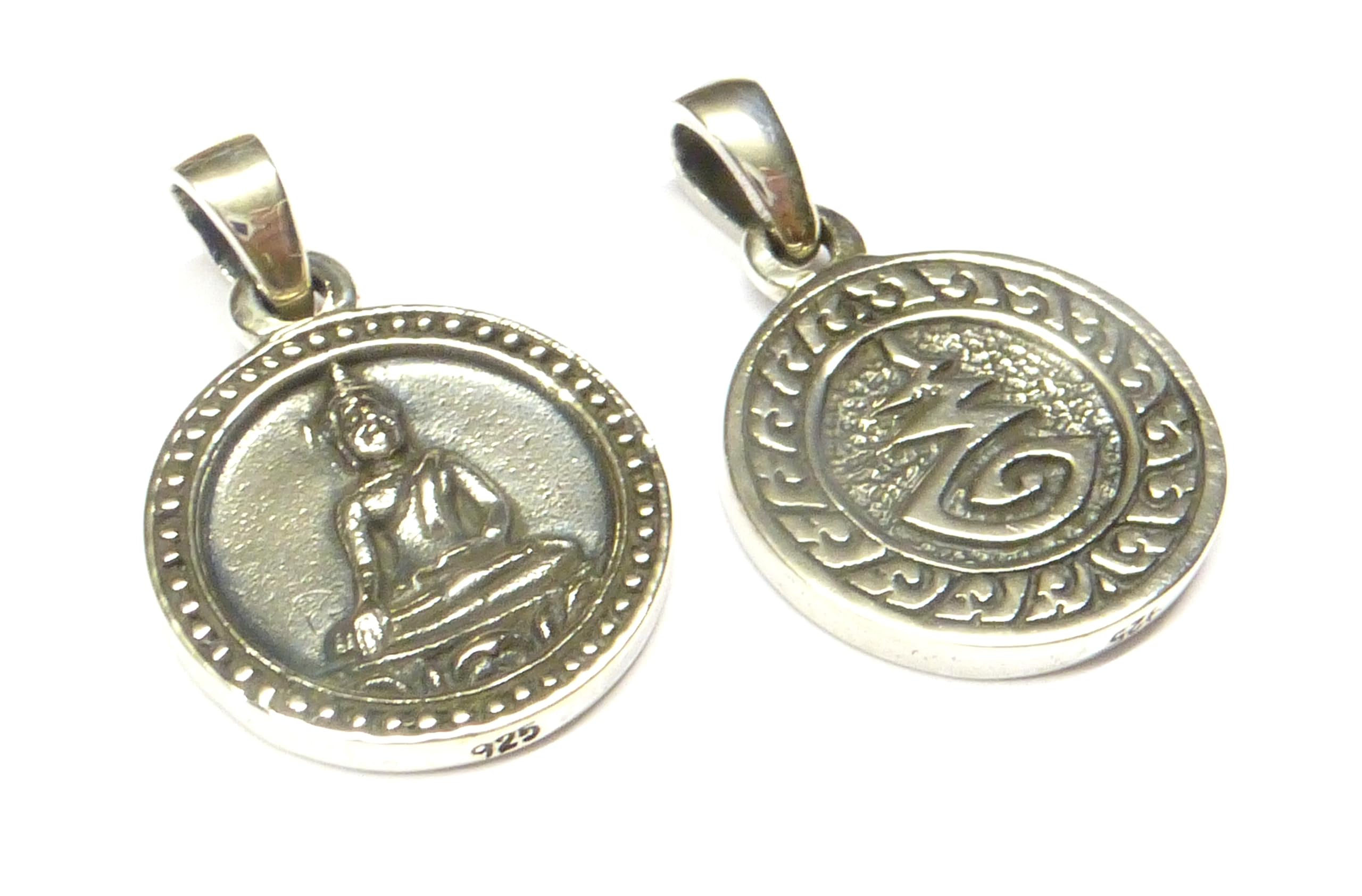 Silberschmuck - BG Sterling Silver Buddha Pendant with Protection Symbol, 1.6 cm