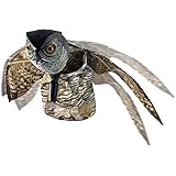 VisualScare Horned Owl Pest Deterrent with Moving Wings &ndash; Scare Birds, Rodents, Pests, Scarecrow