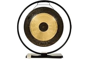 UNLIMITED 14" Au Courant Gong Stand - Bronze Gong, Metal Stand & Mallet - Traditional Meets Modern - Office & Home Decor, Feng Shui