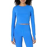 Amazon Essentials Women's Active FormFlex Buttery Soft Long Sleeve Slim Fit Crop Layering Workout Top
