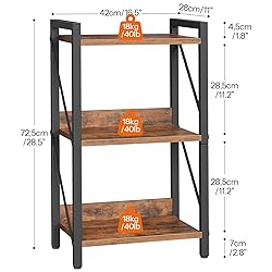 HOOBRO Bookshelf, 3-Tier Industrial Bookcase, Book