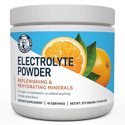 Dr. Berg's Original Electrolyte Powder, High Energy, Replenish &amp; Rejuvenate Your Cells, 45 Servings, NO Maltodextrin or Sugar, No Ingredients from China, Amazing Orange Flavor