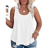 VISLILY Womens-Plus-Size-Summer-Tank-Tops Scoop Neck Camisole Sleeveless T Shirts Flowy Eyelet Embroidery Tunics Tee XL-5XL