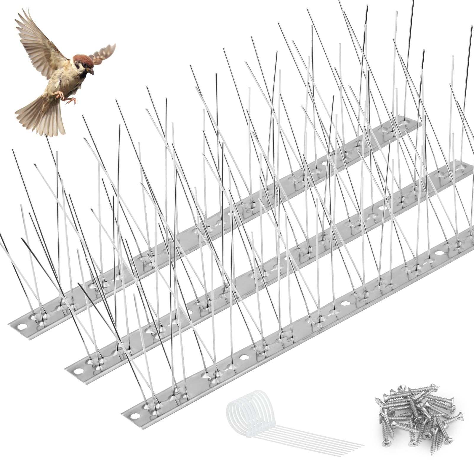 Photo 1 of KREMORV Bird Spikes Outdoor Use Bird Deterrent Spikes with Stainless Steel Base for Small Pigeons Crows and Woodpeckers Fence Roof and Wall