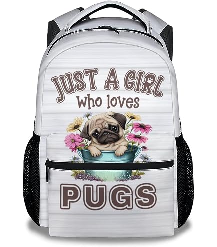 Bolaz Backpack Bookbag Pug Dog Pop Art Style School Bag Travel Bag for Girls Boys Teen