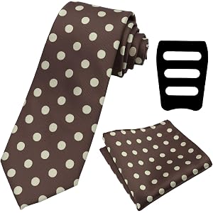 Thfaeyta Men's Tie Sets Polka Dot Tie and Pocket Squares for Men | Classic Polka Dot Self Tied Slim Ties for Men Necktie with