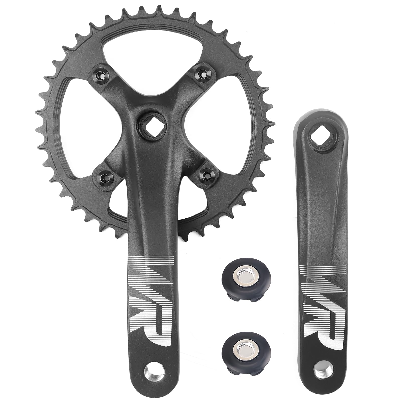 MEGHNA Bicycle Crankset Set 170mm Chainring Set 42T Universal for Single Speed and 6/7/8/9/10/11 Speed Bike, MTB BMX Road Bike (Black)