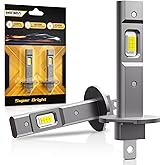 MIFMIA H1 LED Headlight Bulb, 40000LM 600% Brighter H1 Bulb, 1:1 Mini Size No Adapter Required Non-Polarity Plug and Play, 65