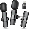 Wireless Microphone for iPhone, Android Phone, Laptop, CDMVAB 2 Pack Lavalier Microphone for Video Recording, Mini Mics with Noise Reduction for Podcast YouTube TikTok Vlog
