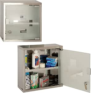 Botiquín de pared con cerradura y 2 llaves (puerta de cristal): Amazon