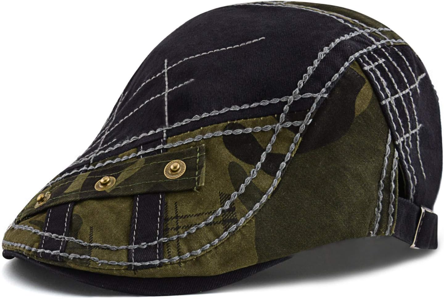 M MOACC Men Beret Hat Cotton Buckle Adjustable Newsboy Hats Cabbie Gatsby Cap Flat Driving Caps
