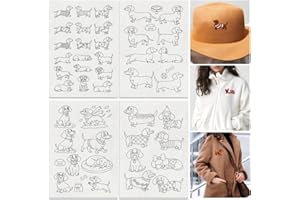 DOODLREAM 44Pcs Dachshund Dog Water Soluble Hand Sewing Stabilizers, 29.7×21cm Cute Dachshund Dog Embroidery Pattern Stabiliz