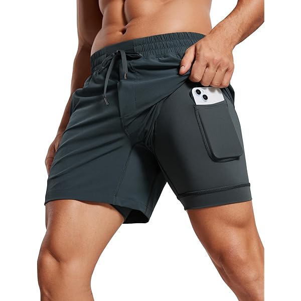 CRZ YOGA Men's Four-Way Stretch Workout Shorts - 7'' Soft