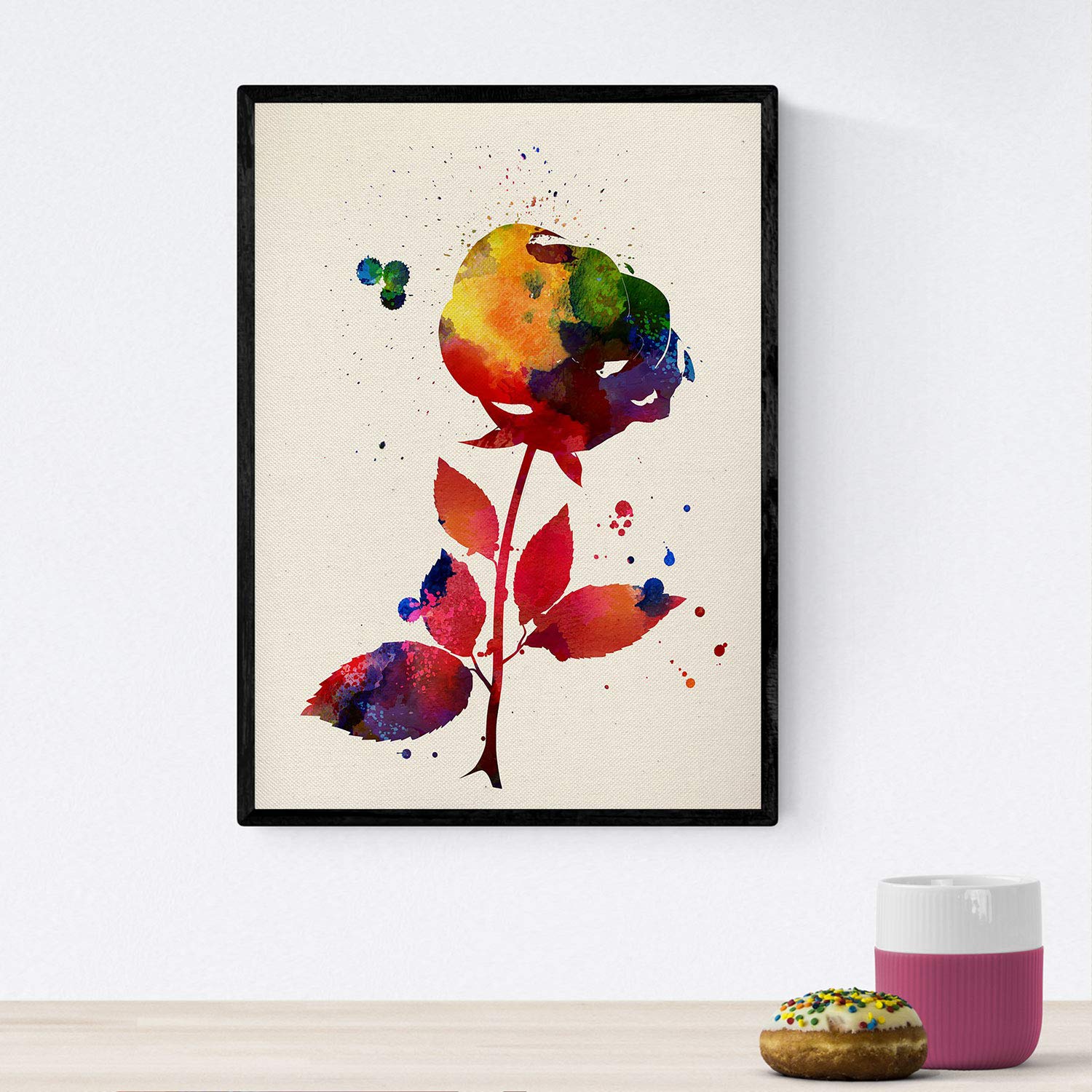 Nacnic Poster Flower with watercolor design. Mix with watercolor style sheets for interior decoration. A4 size