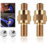 2 Set Side Post Battery Terminal Extension Bolt with Nuts,3/8"-16 Coarse and 3/8"-24 Fine Teeth Side Post Battery Bolts,Batteries Terminal Bolt for Reliable Current Transfer (B-2PCS)