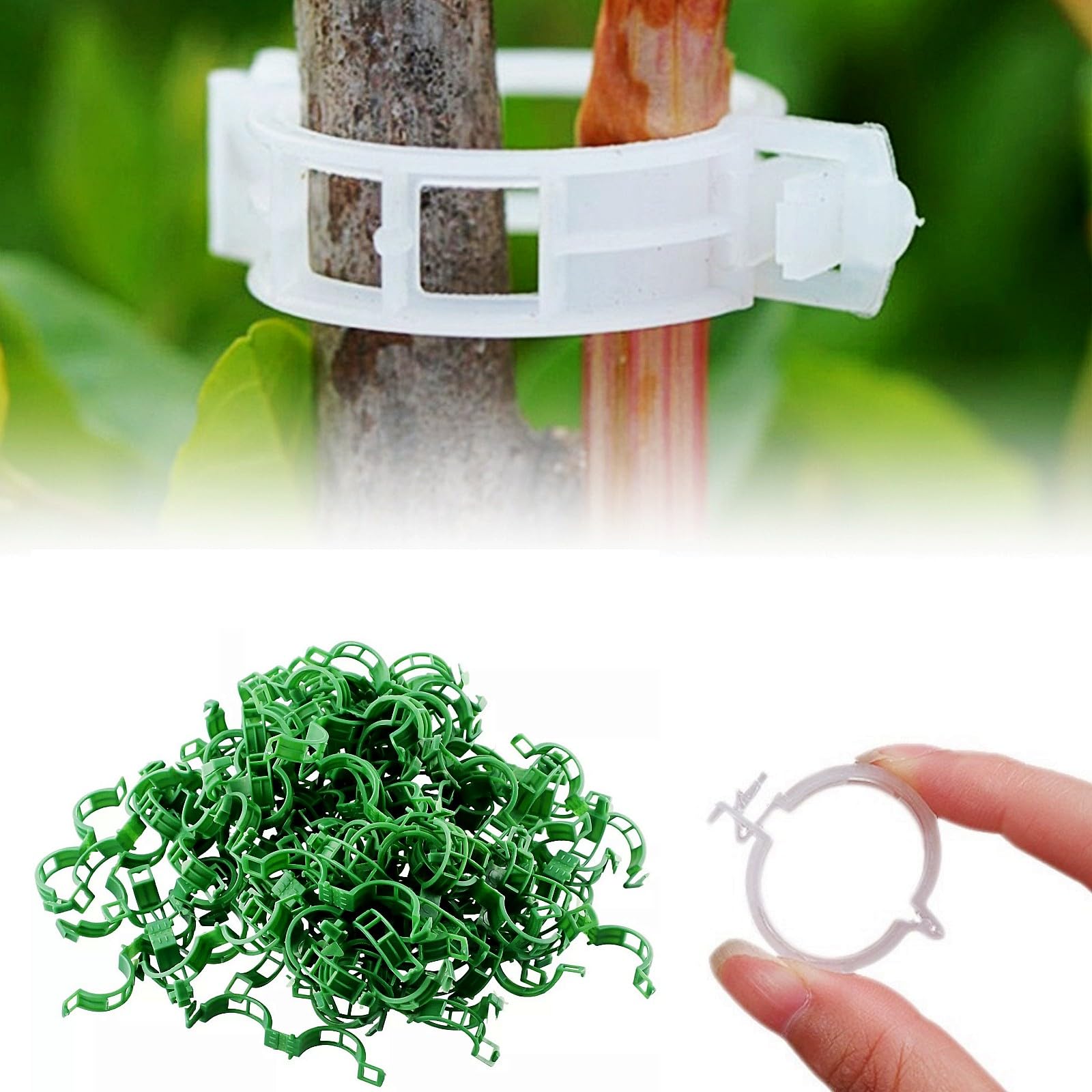 YZMXIY Plant Clips for Climbing Plants, Pack of 100/200 Tomato Hooks, Plant Clips for Garden Plants, Vegetable Fruit, Climbing Plants, Plant Clips for Support Securing (200, Green)
