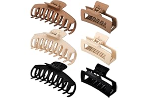 79Style 6pcs Hair Clips Set - Large, Medium and Big Claw Clips for Thick, Curly, Long Hair in Neutral Color for Women and Girls