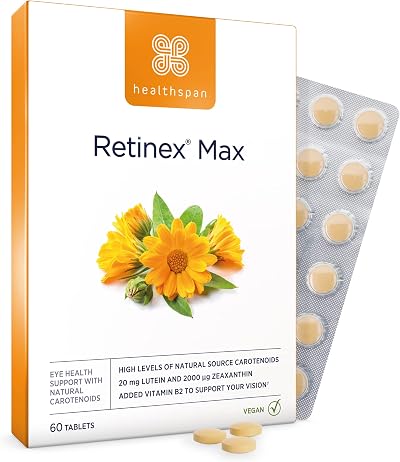Healthspan Retinex Max Eye Support 60 Tablets Lutein 20mg Zeaxanthin 2000ug