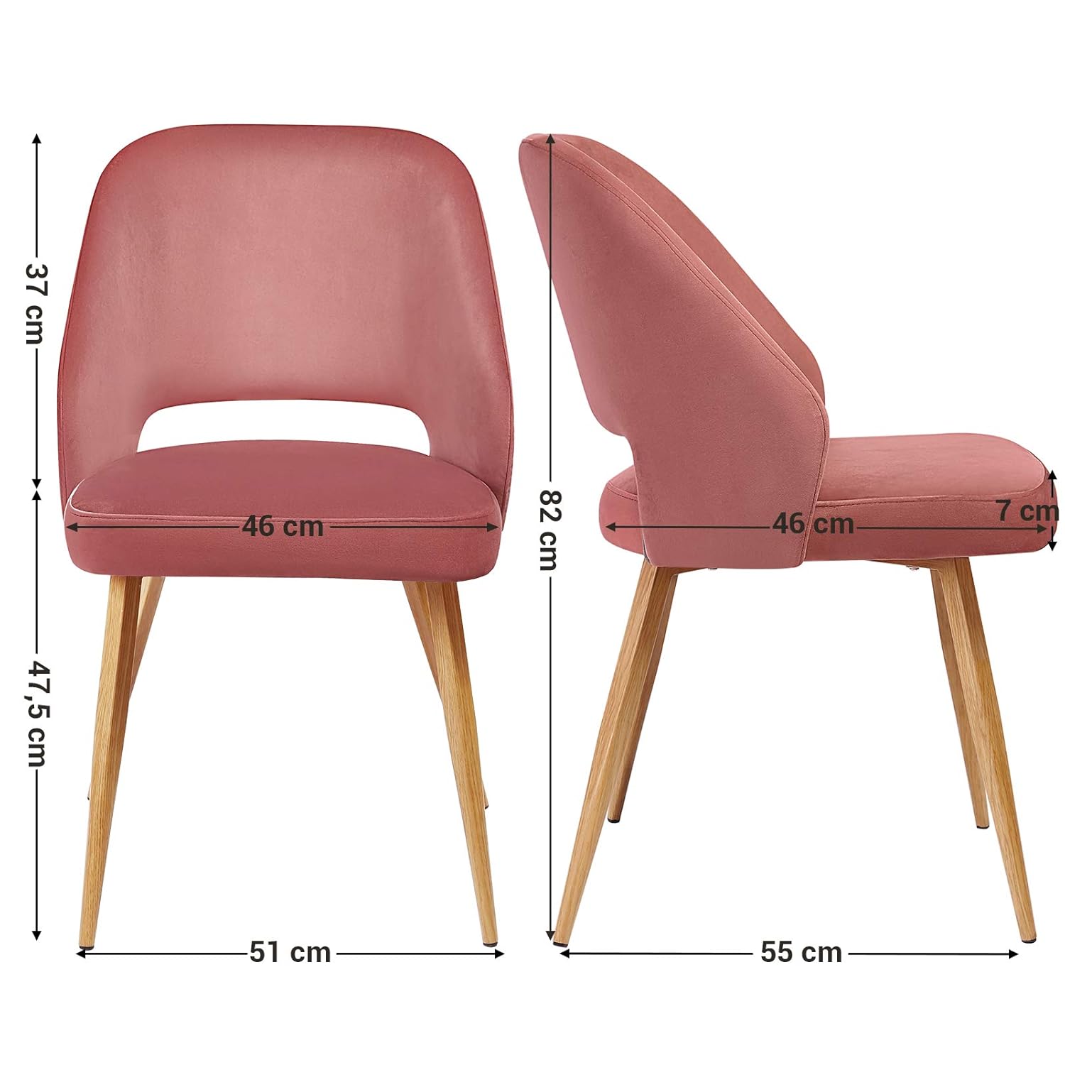 SONGMICS Set De 2 Sillas De Comedor Silla De Ocio Moderna De Terciopelo