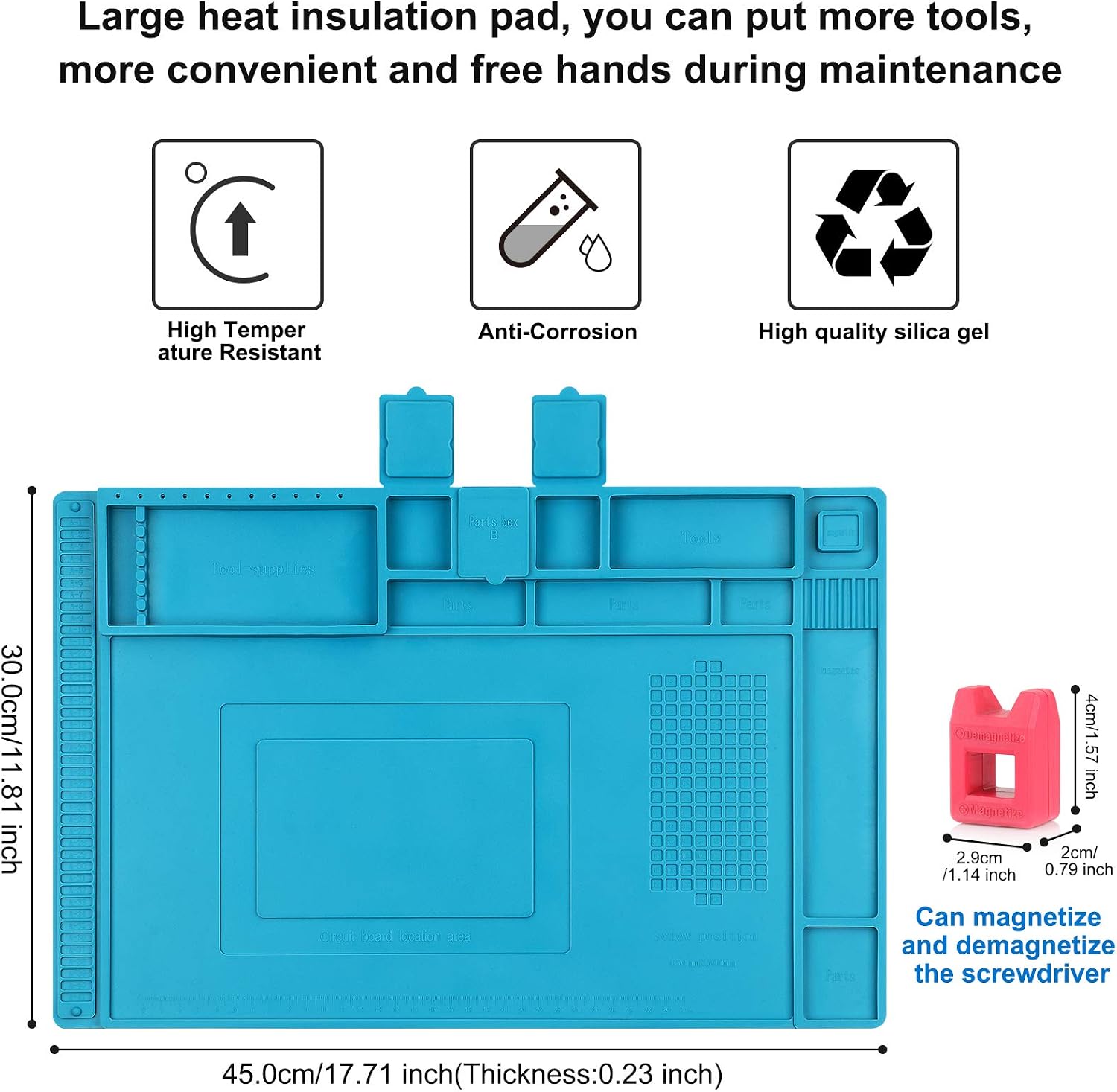 YUSHIHU Silicone Soldering Mat, 500℃ Heat-Resistant Silicone Work Repair Mat - Image 3