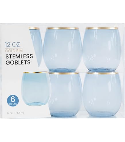 Party Bargains 10 Pack Disposable Wine Goblets – 12oz Shatterproof Plastic With Stem, White Gold Rim, Elegant For Parties