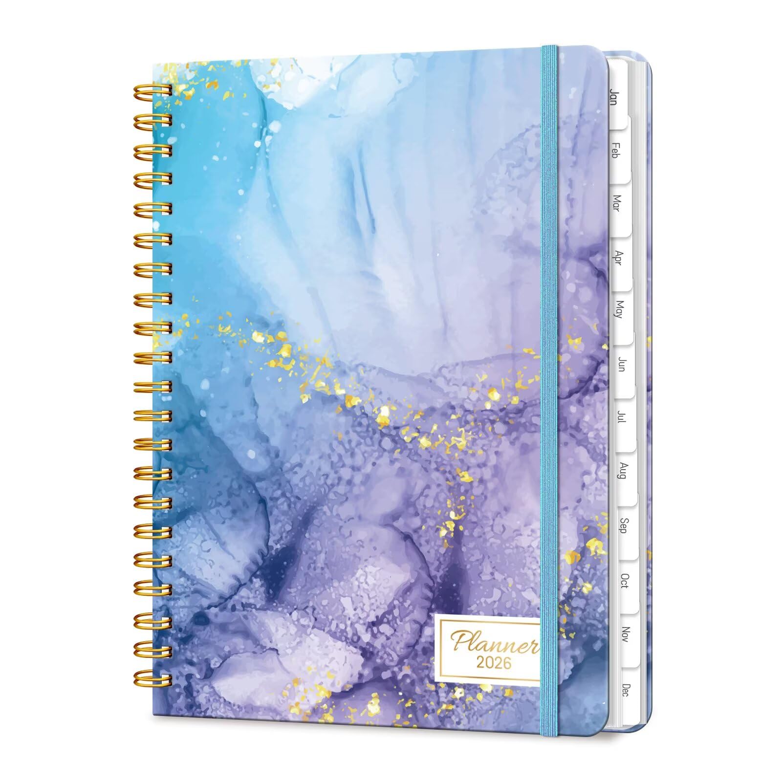 Photo 1 of 2026 Planner, A5 Weekly and Monthly Planners with Tabs, Spiral Bound Daily Calendar 2026 Planner, Agenda Organizers from Jan. to Dec., Hardcover Habit Tracker Journal 6.18" x 8.5"(Blue Marble)