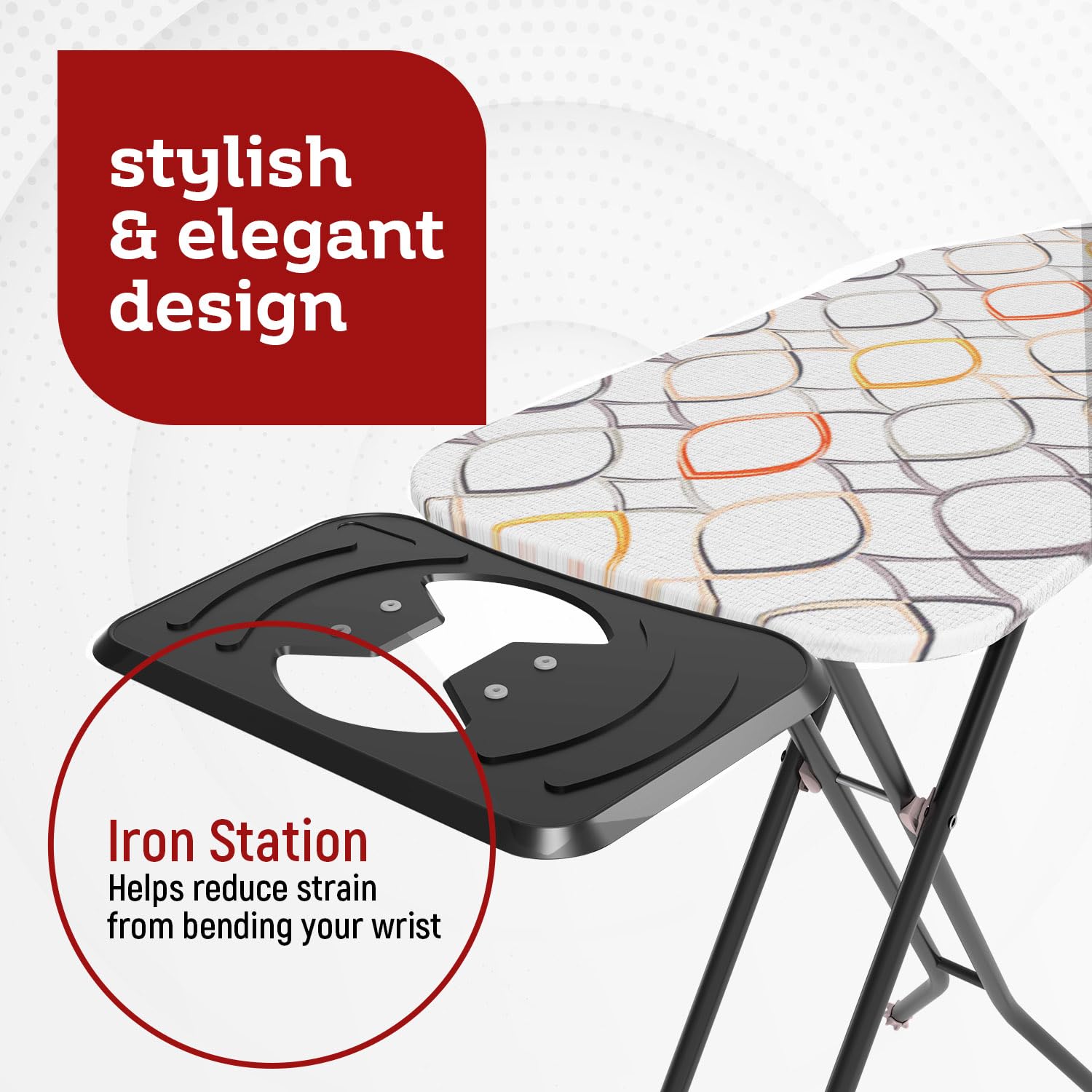 Perilla Big Ironing Board - Durable, Vapor Permeable, and Height Adjustable Iron Board- Heat Resistant Fabric - Metal 4 Legs with Silicone Stoppers - 38 X 110 CM Ironing Surface