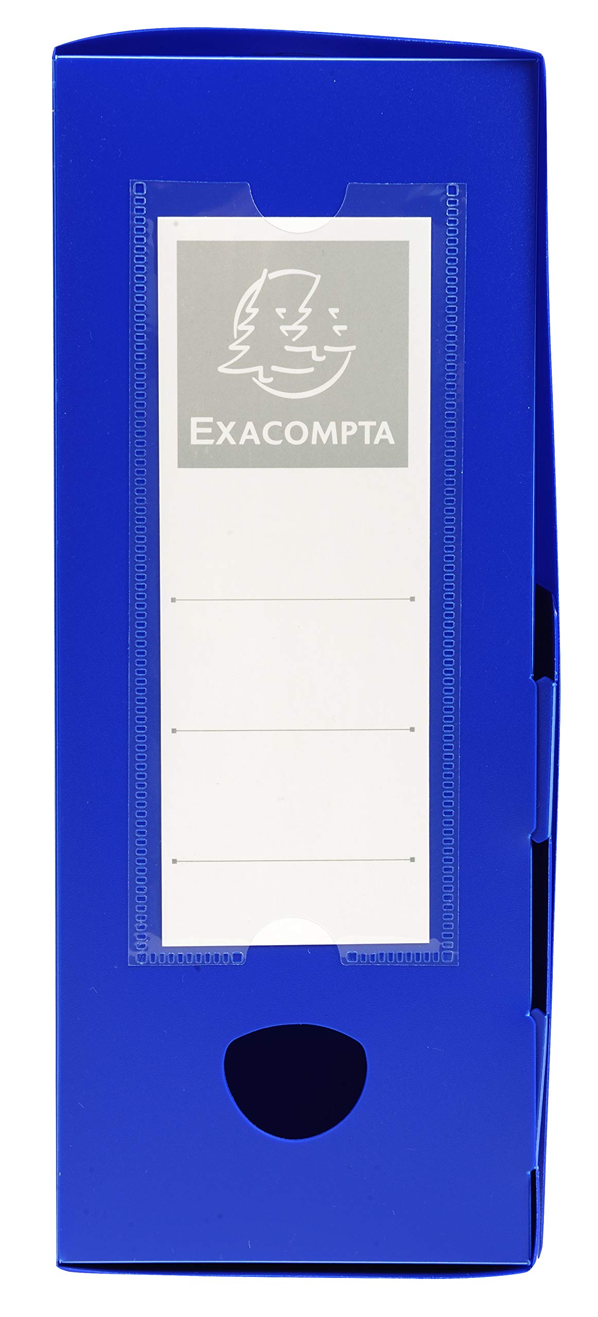 Exacompta - Ref 59932E - Plastic Filing Box - 250 x 330mm in Size, Suitable for Holding A4 Documents, 10cm Spine, 2 x Spine Labels & 2 x Finger Holes - Blue