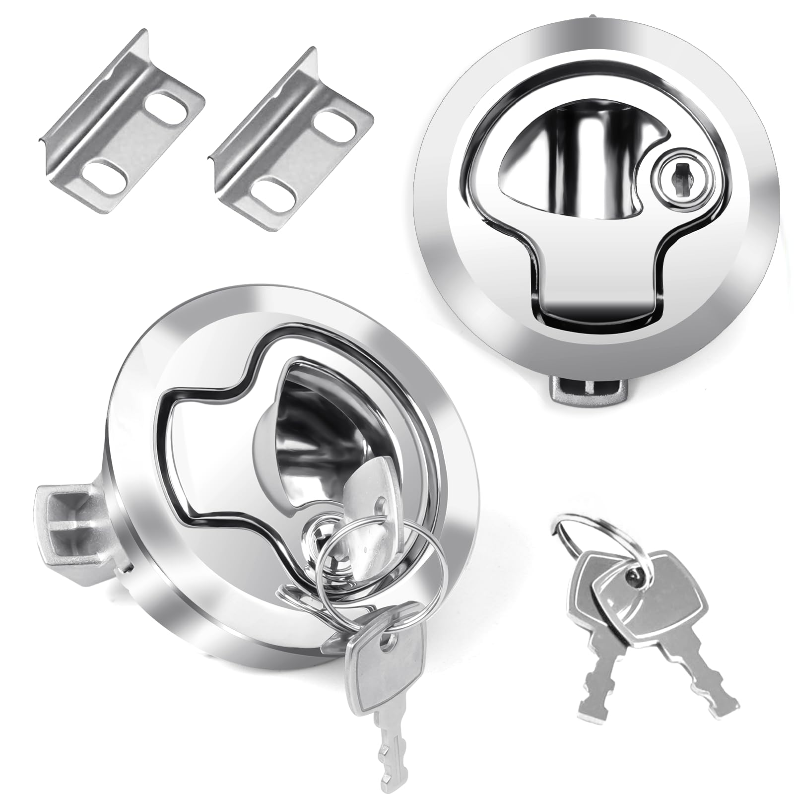 Photo 1 of Adehoei Boat Hatch Latches - Zinc Alloy Slam Latch 2 Pack, Rustproof Flush Mount Marine Boat Latch Heavy Duty, for Yachts, RVs & Cabinets, Door, Applications, 100% Metal Construction