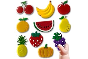 CYYSFIVQZ 10 pcs Fridge Magnets for Kids - Fridge Magnets for Toddlers 1-3 - Kids Magnets Educational Toys - Learning Fruits Magnets for Babies,Fruits Cartoon Magnet (Fruits)