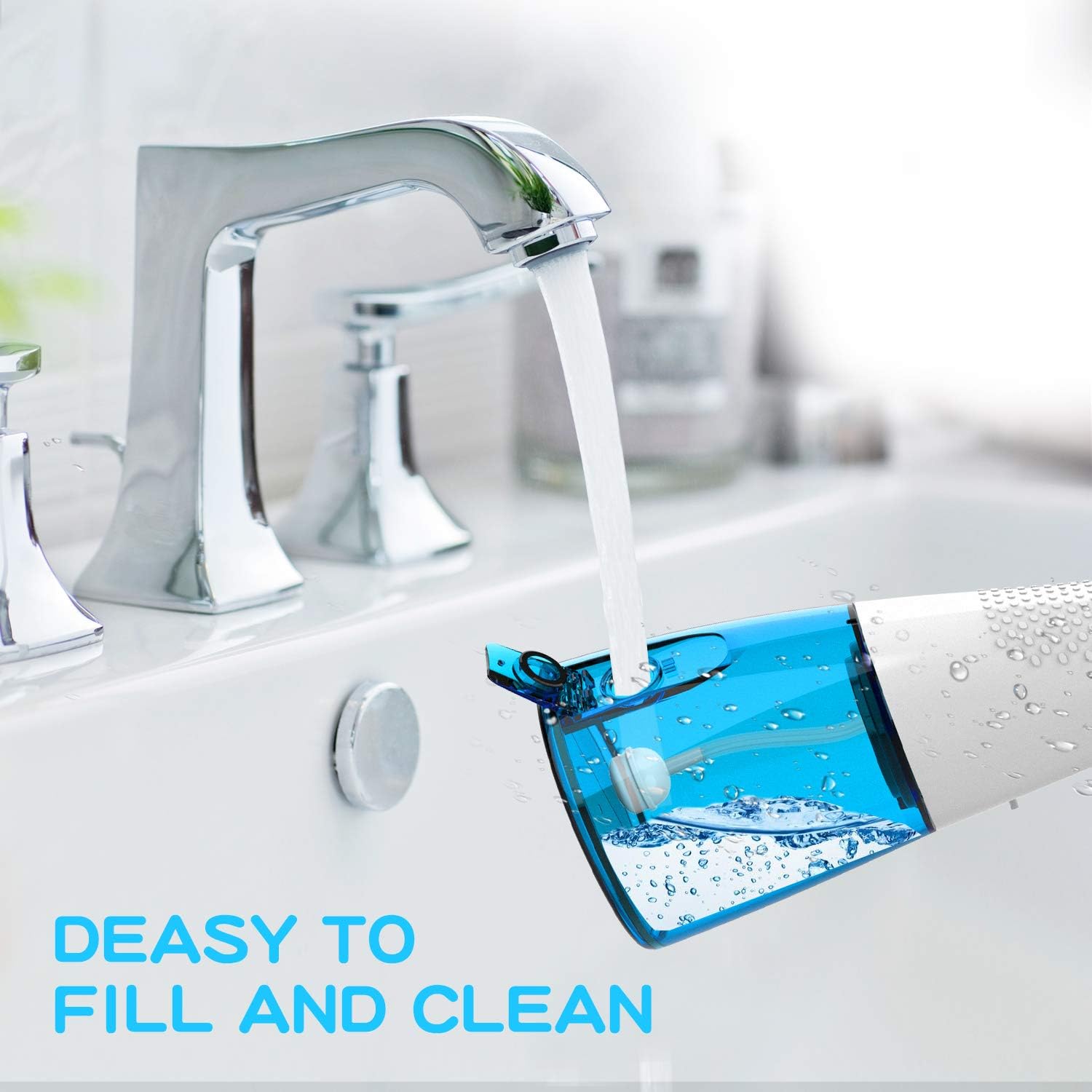 Cordless Water Flosser, Professional Dental Oral Irrigator Portable & Rechargeable 300ML Water Pick Teeth Cleaner IPX7 Waterproof with 6 Interchangeable Jet Tips for Home and Travel: Health & Personal Care