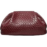 QWINEE Women's Woven Evening Bag Dumpling Clutch Purse No Strap Handbags Elegant Faux PU Leather Clutch Bag | Woven, No Strap, Elegant, Faux PU Leather