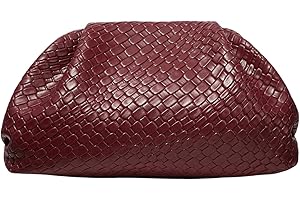 QWINEE Women's Woven Evening Bag Dumpling Clutch Purse No Strap Handbags Elegant Faux PU Leather Clutch Bag