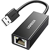UGREEN USB-A to Ethernet Adapter, 10/100 Mbps Network Adapter, RJ45 Wired LAN Internet Adapter for Laptop PC Compatible with 