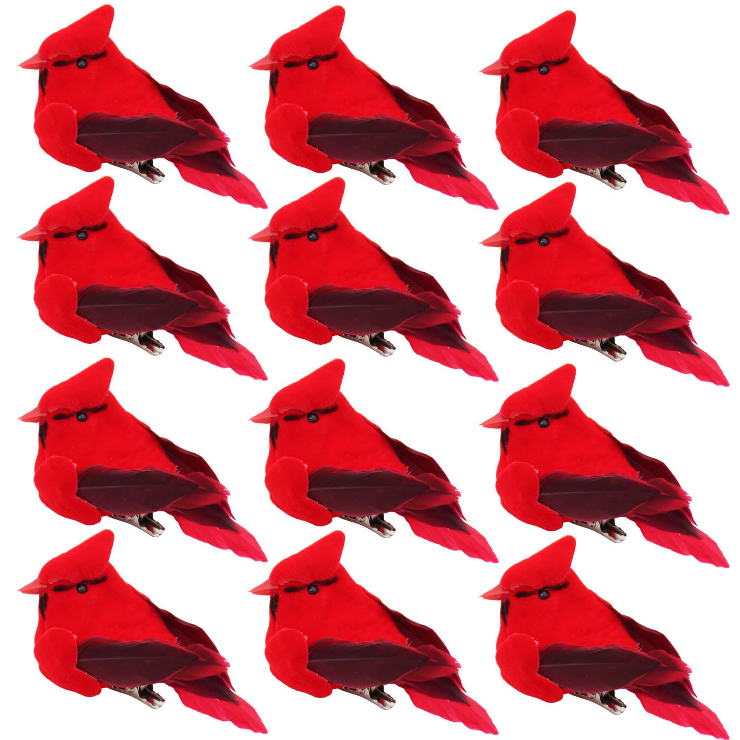 View 1 of 12 Small Red Cardinal Christmas Ornaments Clip on Cardinals Red Birds for Christmas Tree Decorations Crafts Wreath Garland Cardinals Decor, Velvet & Feathers