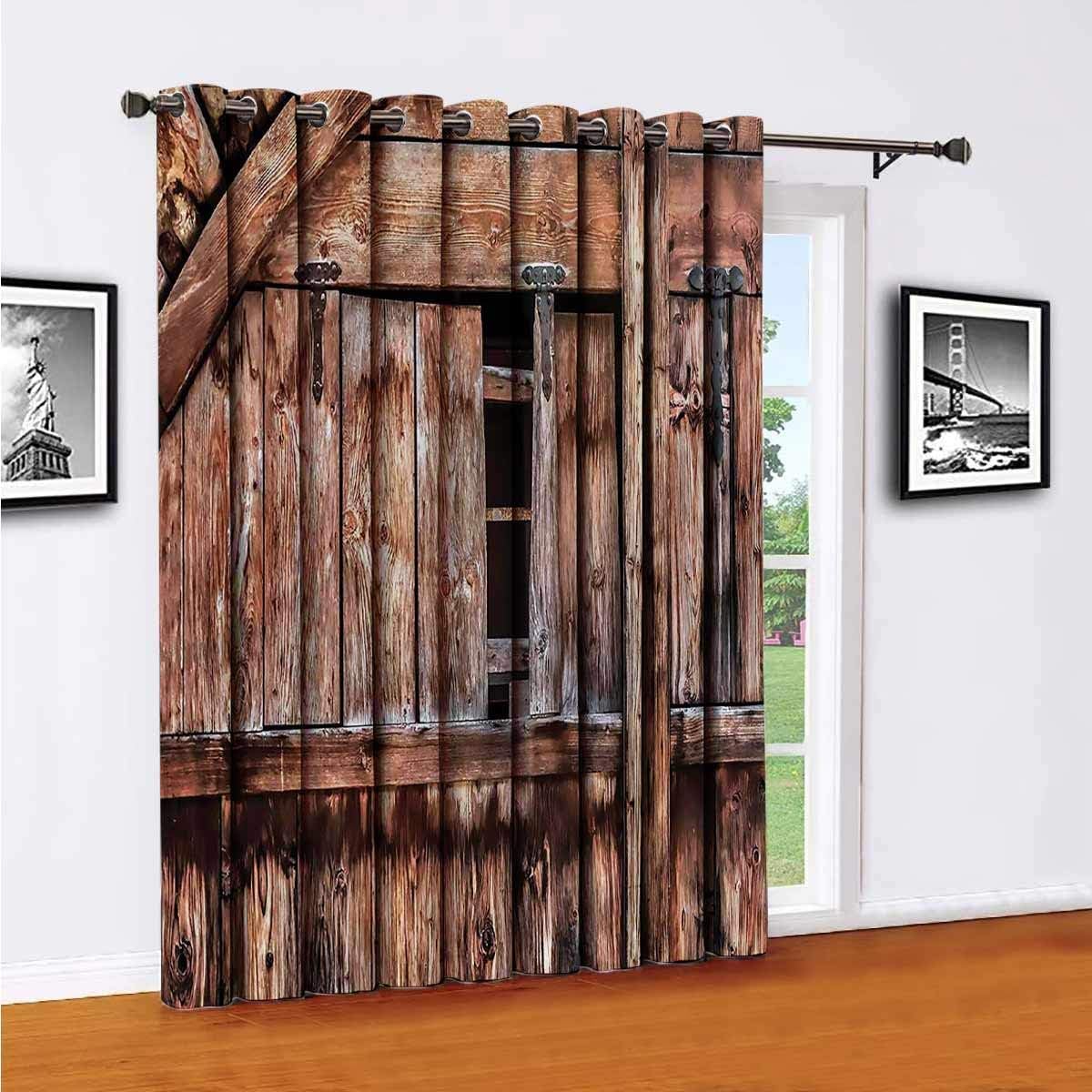 Rustic WearResistant Color Curtain Oak Abandoned Barn Door for Living