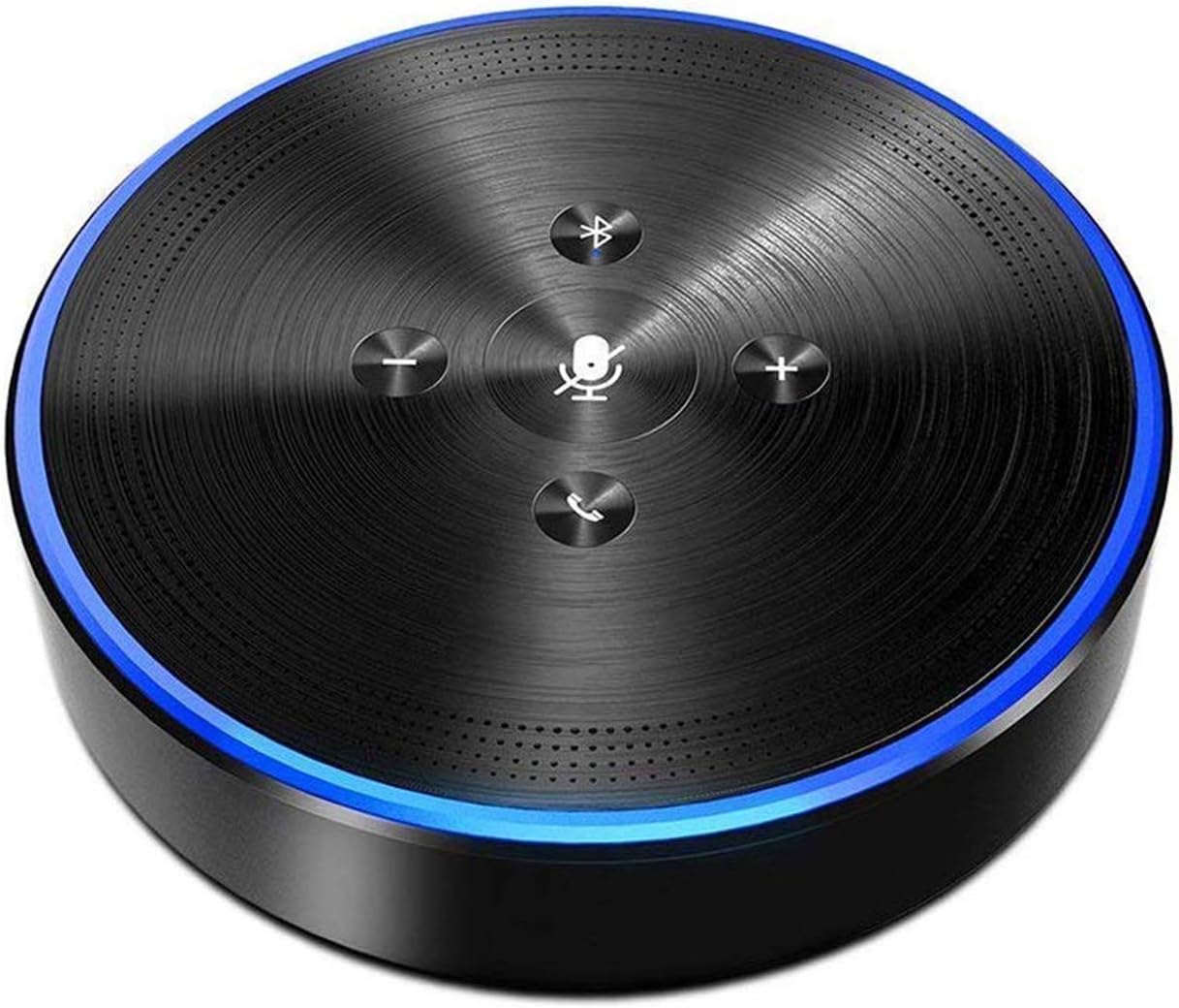 Bluetooth Conference Speaker - eMeet M1 Black Conference USB Speakerphone Business Conference Phone 360ยฐ Audio Pickup LED Indicate Conference Call Speaker 6+1 Mics, Skype Mobile Phone for Home Office