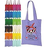 Lzerking Canvas Tote Bag Bulk 24 Pack Colored Canvas Bag for Gift, 13x15 Inches 12oz Heavy Duty Medium Reusable Blank Cloth Bags for Painting, Heat Transfer Vinyl