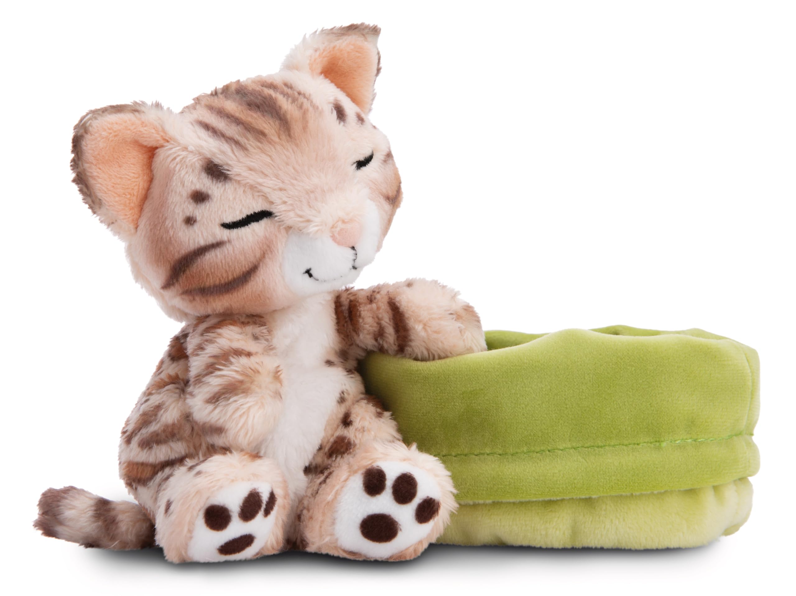 NICI Kuscheltier Katze Bengal 12cm schlafend im Körbchen - bunt - 63132 3