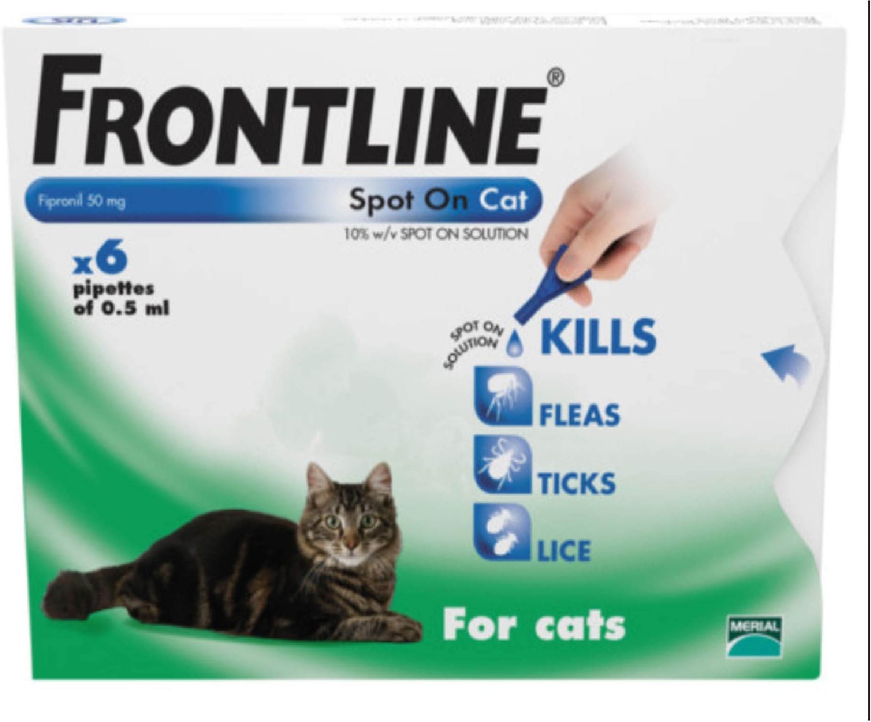 Leeway FRONTLINE SPOT ON FOR CATS -FLEA, TICK & MITE KILLS & PREVENTS 1,3, OR 6 (6 PIPETTE PACK)