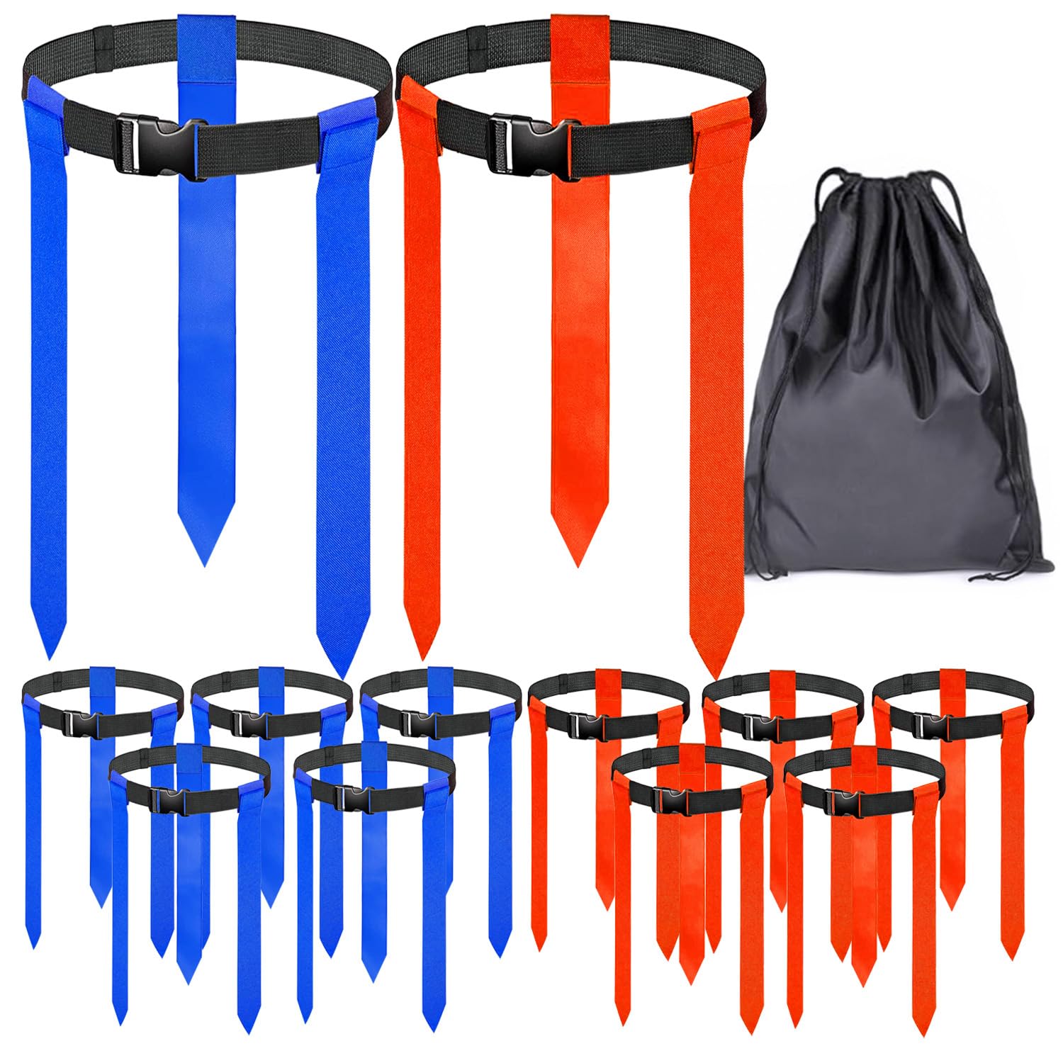 Photo 1 of Flag Football Belts, 10 Sets/ 16 Sets Adjustable Flag Football Belts Set with Flags for Flag Football Training (10 Sets Flag Football Belts)