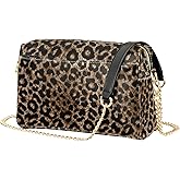 Mozuya Leopard Crossbody Bags Purses for Women Brown Leather Handbag Shoulder Bag Wallets for Travel