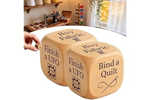 Quilter’s Dice,Quilter’s Decision Dice,Handmade Wooden Quilting Decision Dices with 6 Engraved Sewing Tasks,Fun Sewing Access