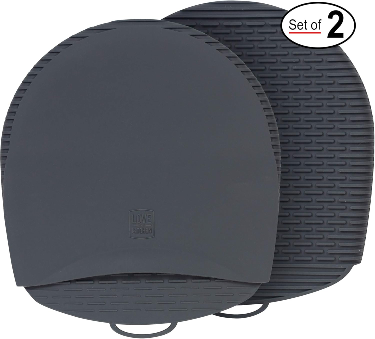 Premium Silicone Oven Mitts and Pot Holders. This 100% Silicone Pot Holder is Flexible, Durable, Easy to Clean. These Pot Holders for Kitchen are Healthier, Won't Grow Mold or Bacteria (Gray, 1 Pair)