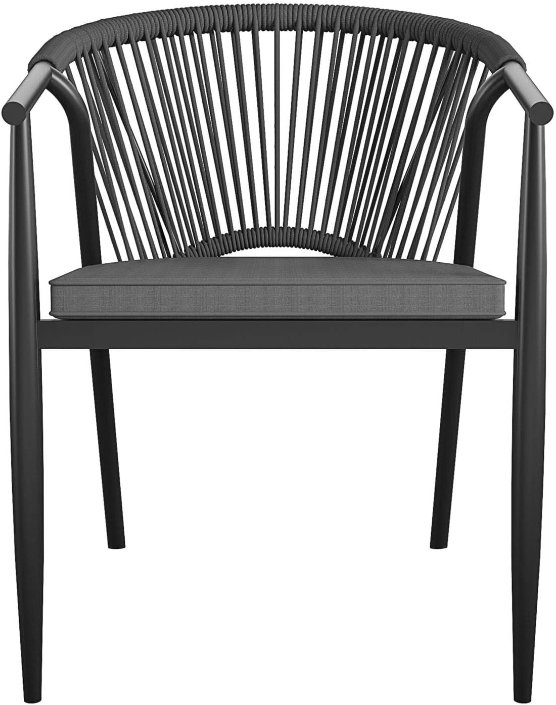 CosmoLiving by Cosmopolitan 88288BGYE, Circi Collection, Stacking Rope Weave, 4-Pack, Black and Charcoal Dining Chairs : Garden & Outdoor