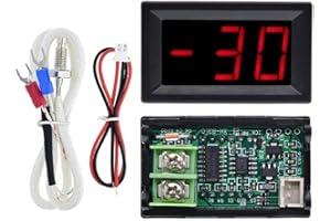 YOQANR 12V Red Fahrenheit Digital Temperature Gauge -58F~239F LED Display Screen with Terminal Wire and 0.5 Meter K-Type Thermocouple