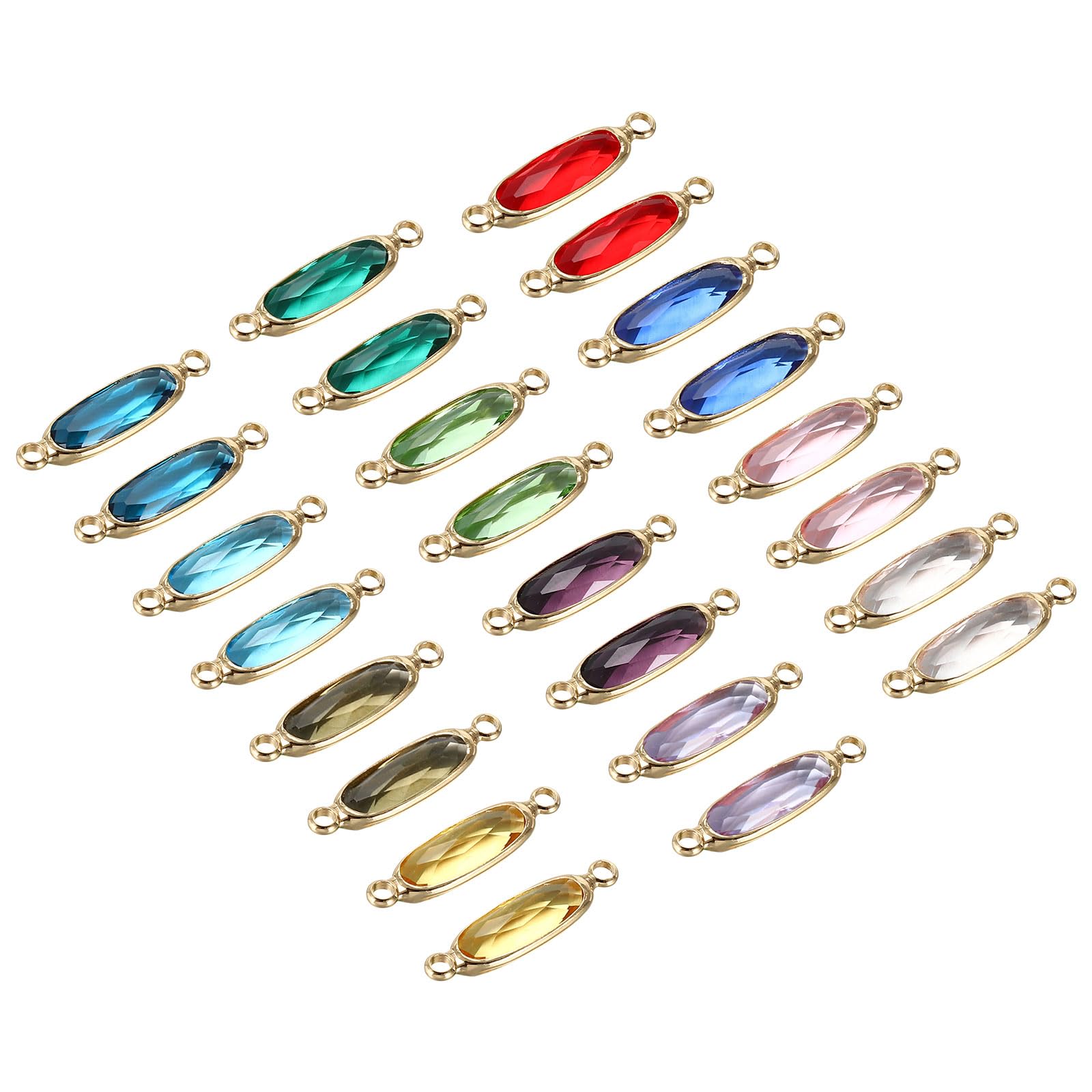 PATIKIL Birthstone Connector Link, 24Pcs Diamond Clear Charm Link, Round Glass Jewelry Findings Crystal Bead for Drop Dangle Pendants Necklace Bracelet Earring, 6mm